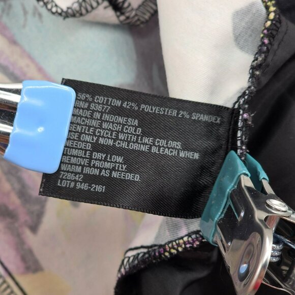 Worthington Slim Fit Cropped Pants 22W Black Colorful Floral Work Dressy Cotton - Picture 9 of 11